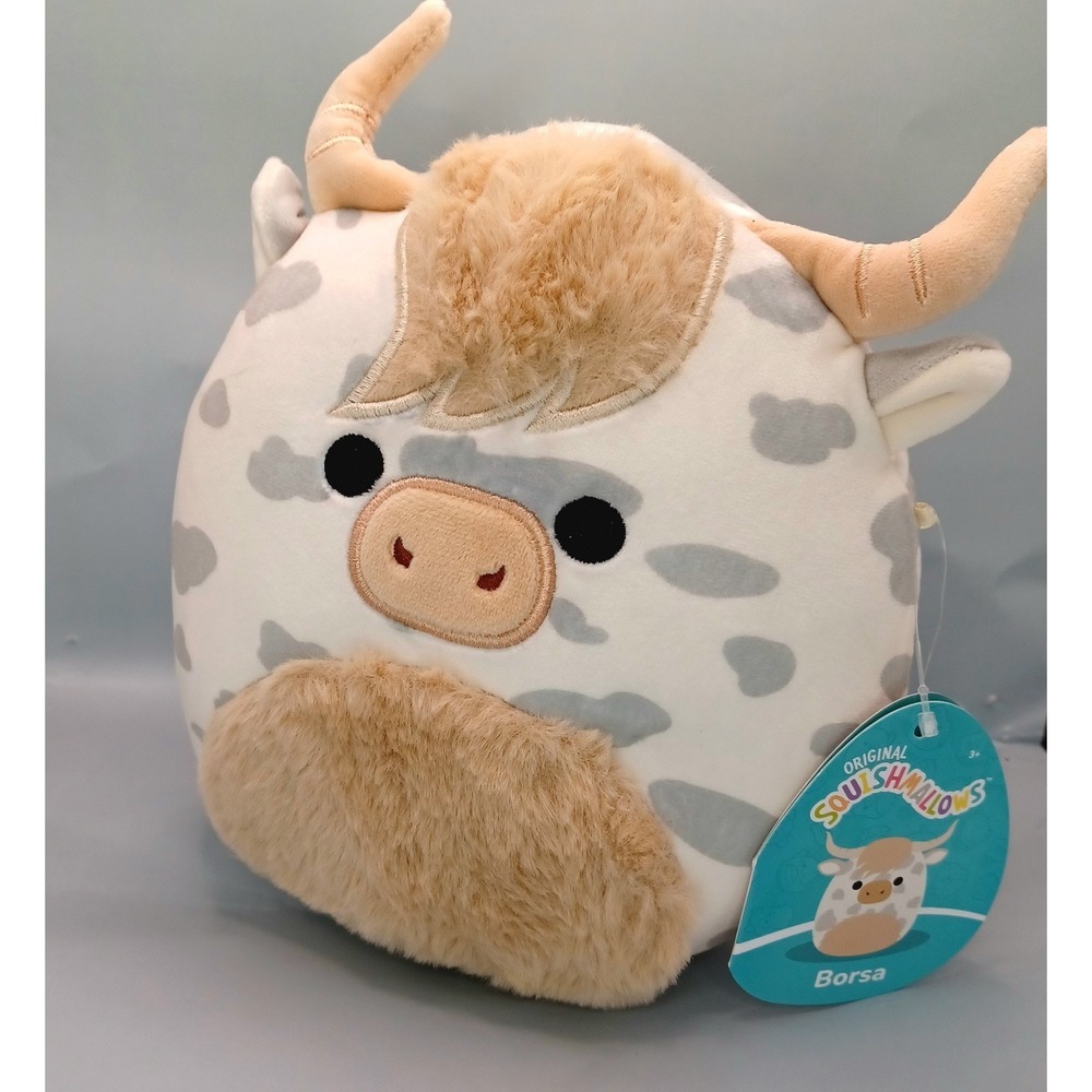 Squishmallows Cow Borsa The Spotted Highland Cow Plush Stuffed Animal Toy 7.5"